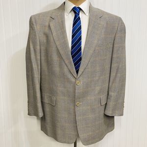 NWT DANIEL CREMIEUX Blazer Mens 44 Gold Silk Wool Plaid Sport Coat Jacket 44R